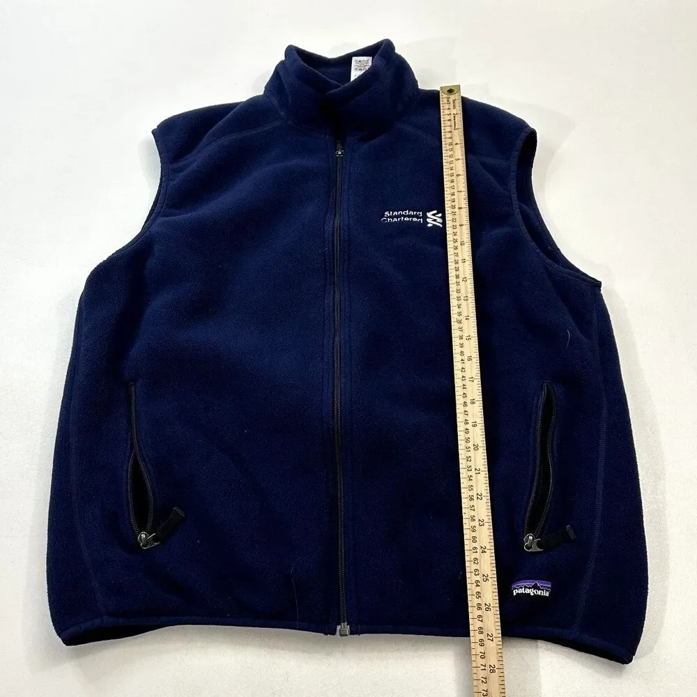 Patagonia Men's Synchilla Fleece Vest Navy Embroidered Logo, Size MEN'S XL - Picture 3 of 5